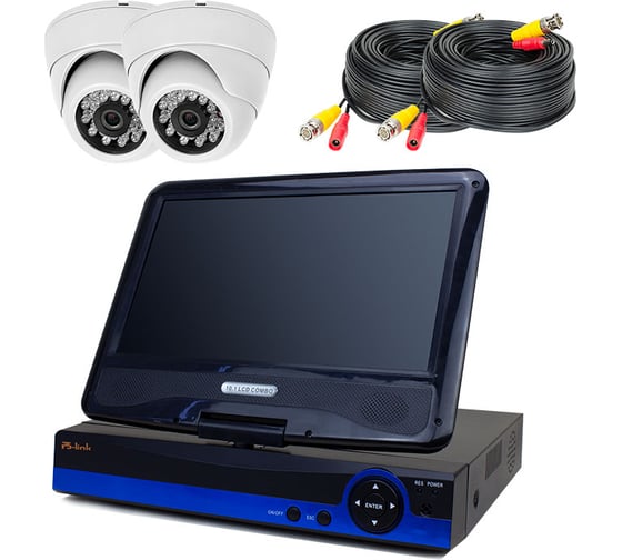 Комплект видеонаблюдения ahd PS-link 2мп kit-a9202hd 2 камеры для помещения с монитором 4392 1