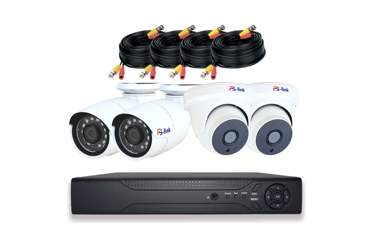 Комплект видеонаблюдения AHD PS-link KIT-B804HD 4 камеры 8Мп уличные и  внутренние 3809