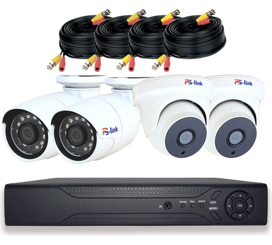 Комплект видеонаблюдения AHD PS-link KIT-B804HD 4 камеры 8Мп уличные и внутренние 3809