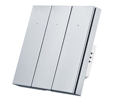 Трехкнопочный умный выключатель Zigbee Roximo платиновый, SZBTN01-3P