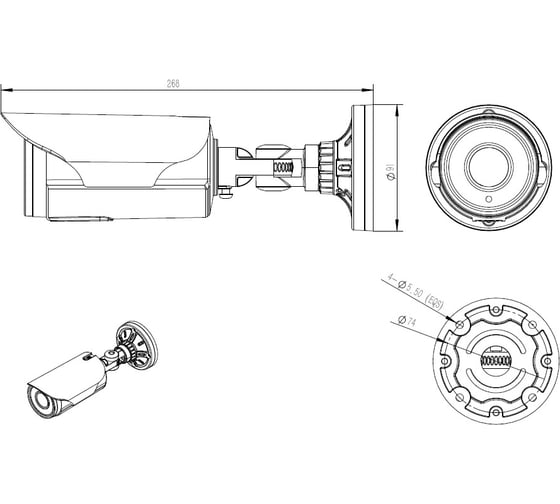 Цилиндрическая IP видеокамера -HDIP4B40P 2,8-12 v.1 J2000 CC000005081