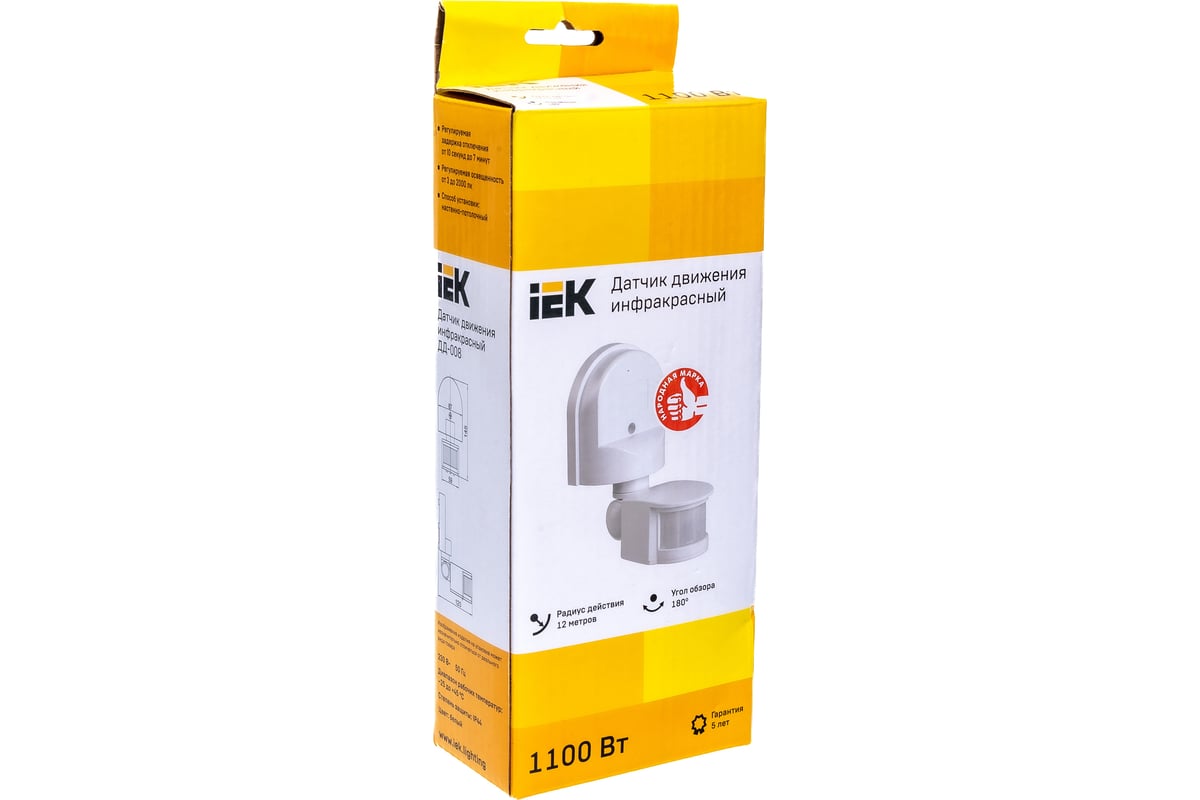 Детектор движения IEK ДД 008 1100Вт, угол обз., 180град., дальн. 12м ...