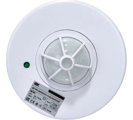 Датчик движения IEK ДД 024, 1100Вт, угол обзора 360град., 6м, IP33, белый, LDD11-024-1100-001