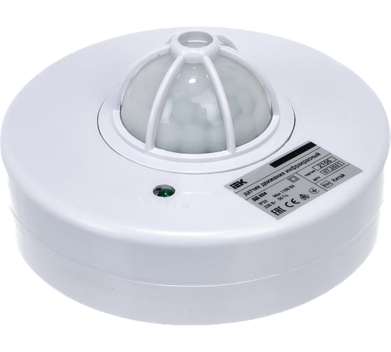 Датчик движения IEK ДД 024, 1100Вт, угол обзора 360град., 6м, IP33, белый, LDD11-024-1100-001