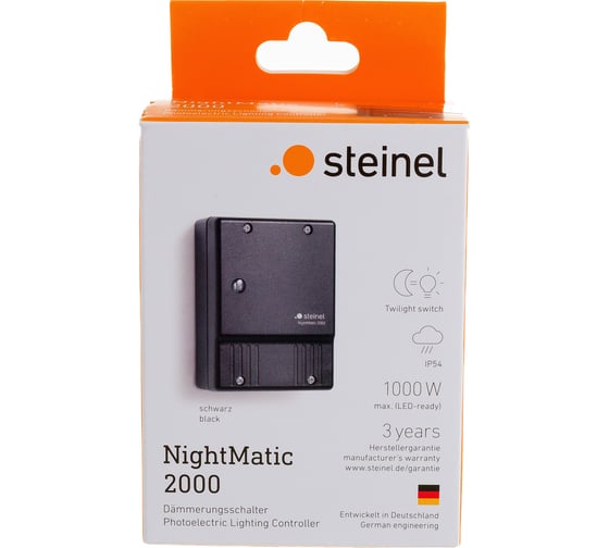 Сумеречный настенный выключатель, накладной Steinel NM 2000 IP 54 black 550318