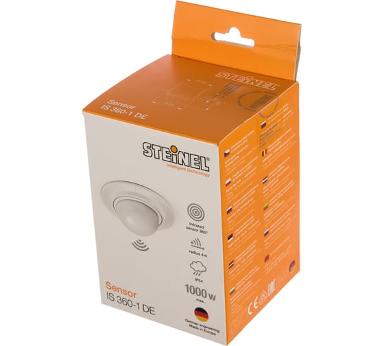 Инфракрасный датчик движения потолочный, встраиваемый Steinel IS 360-1 DE IP 54 white 032845