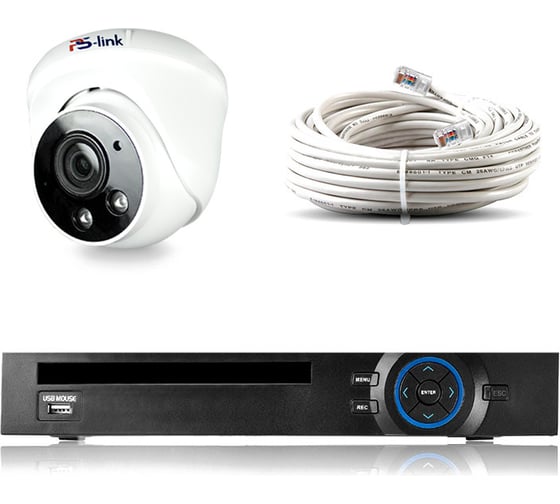 Комплект видеонаблюдения PS-link ip 5мп kit-a501ipv-poe 1 камера для помещения со встроенным микрофоном и poe питанием 4414
