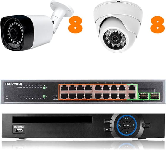 Комплект видеонаблюдения PS-link ip 5мп kit-b516ip-poe 8 камер для помещения 8 уличных камер с poe питанием 2627 1