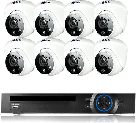 Комплект видеонаблюдения PS-link ip 5мп kit-a508ipv-poe 8 камер для помещения со встроенным микрофоном и poe питанием 4417