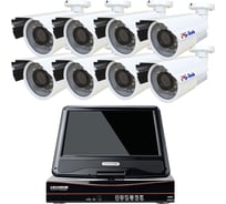 Комплект видеонаблюдения PS-link ahd 2мп kit-c9208hd 8 уличных камер с монитором 2838