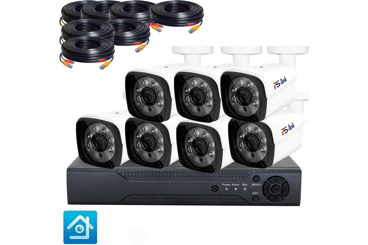 Комплект видеонаблюдения PS-link ahd 5мп kit-c507hd 7 уличных камер 3955 -  выгодная цена, отзывы, характеристики, фото - купить в Москве и РФ