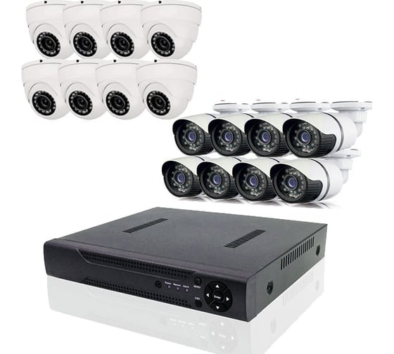 Комплект видеонаблюдения PS-link ahd 2мп kit-b216hd 8 камер для помещения 8 уличных камер 3012