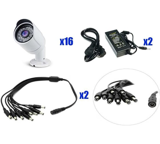 Комплект видеонаблюдения PS-link ahd 2мп kit-c216hd 16 уличных камер 3011