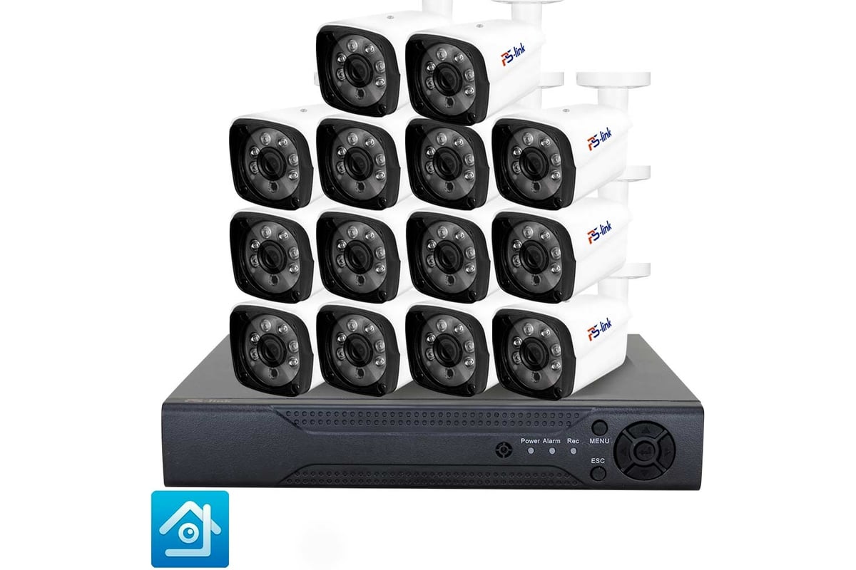 Комплект видеонаблюдения PS-link ahd 2мп kit-c214hd 14 уличных камер 3947 -  выгодная цена, отзывы, характеристики, фото - купить в Москве и РФ