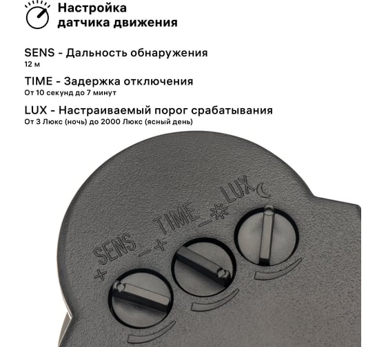 Настенный датчик движения duwi DD-01 180 800Вт 10-420с 5-12м 3-2000Лк IP44 черный 25824 7