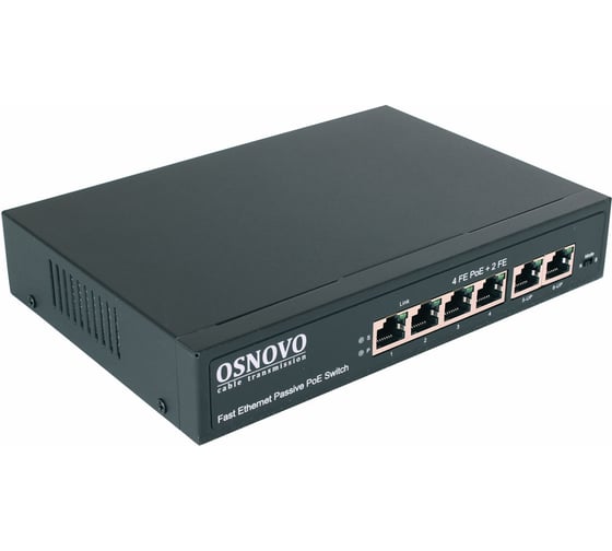 Passive PoE коммутатор OSNOVO SW-20600/A(80W) Fast Ethernet на 6 портов sct1279 1