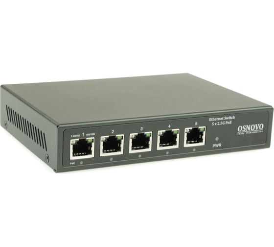 PoE коммутатор OSNOVO SW-5D-1(60W) 2.5G Ethernet на 5 RJ45 портов sct1502