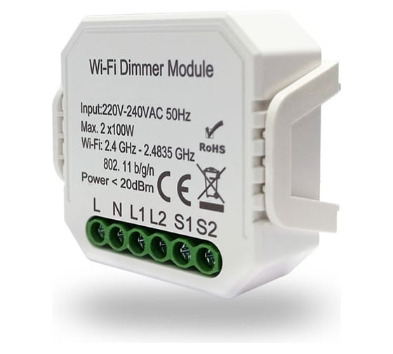 Двухканальное Wi-Fi реле-диммер DENKIRS RL1000 RL1004-DM