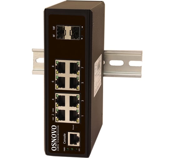 Промышленный управляемый (L2+) коммутатор OSNOVO SW-70802/IL Gigabit Ethernet на 10 портов sct1398