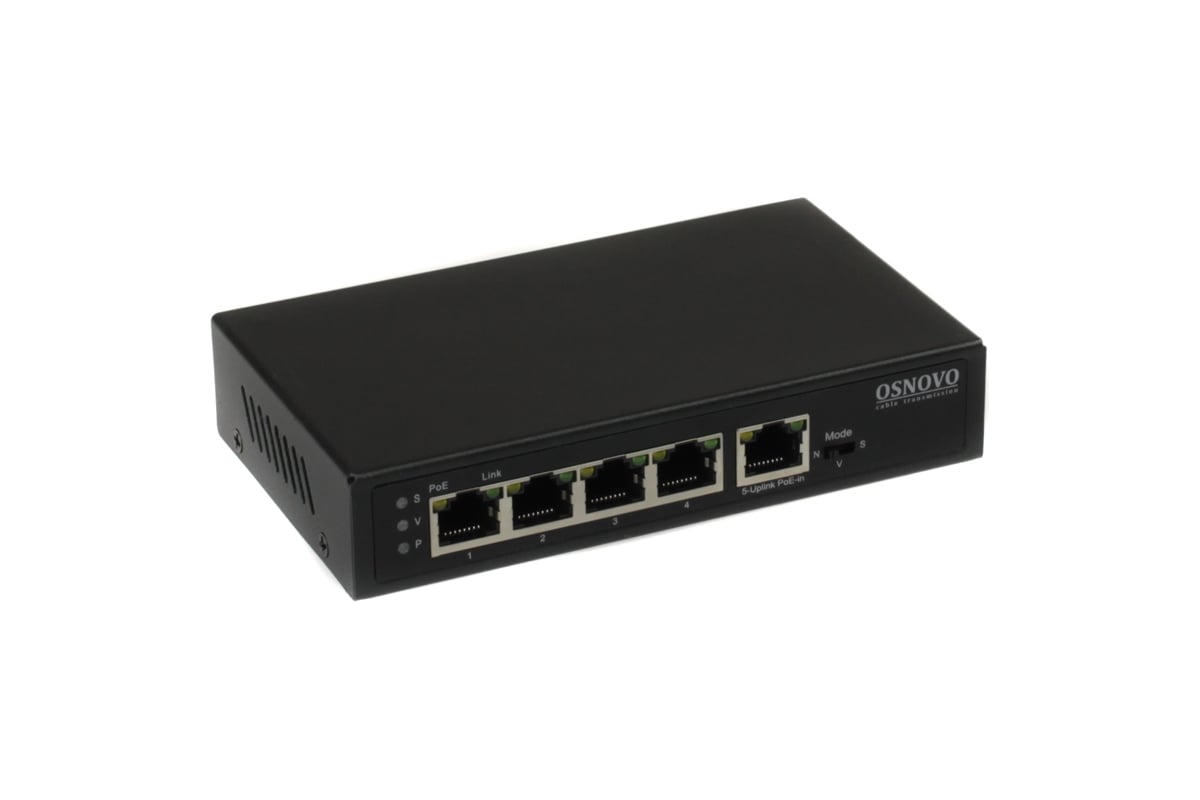 PoE коммутатор/удлинитель OSNOVO SW-8050/D Gigabit Ethernet на 5 портов ...