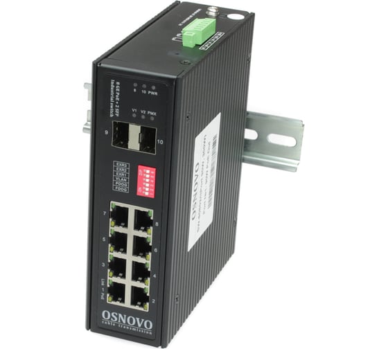 Промышленный HiPoE коммутатор OSNOVO SW-80802/I(Port 90W, 300W) sct1404