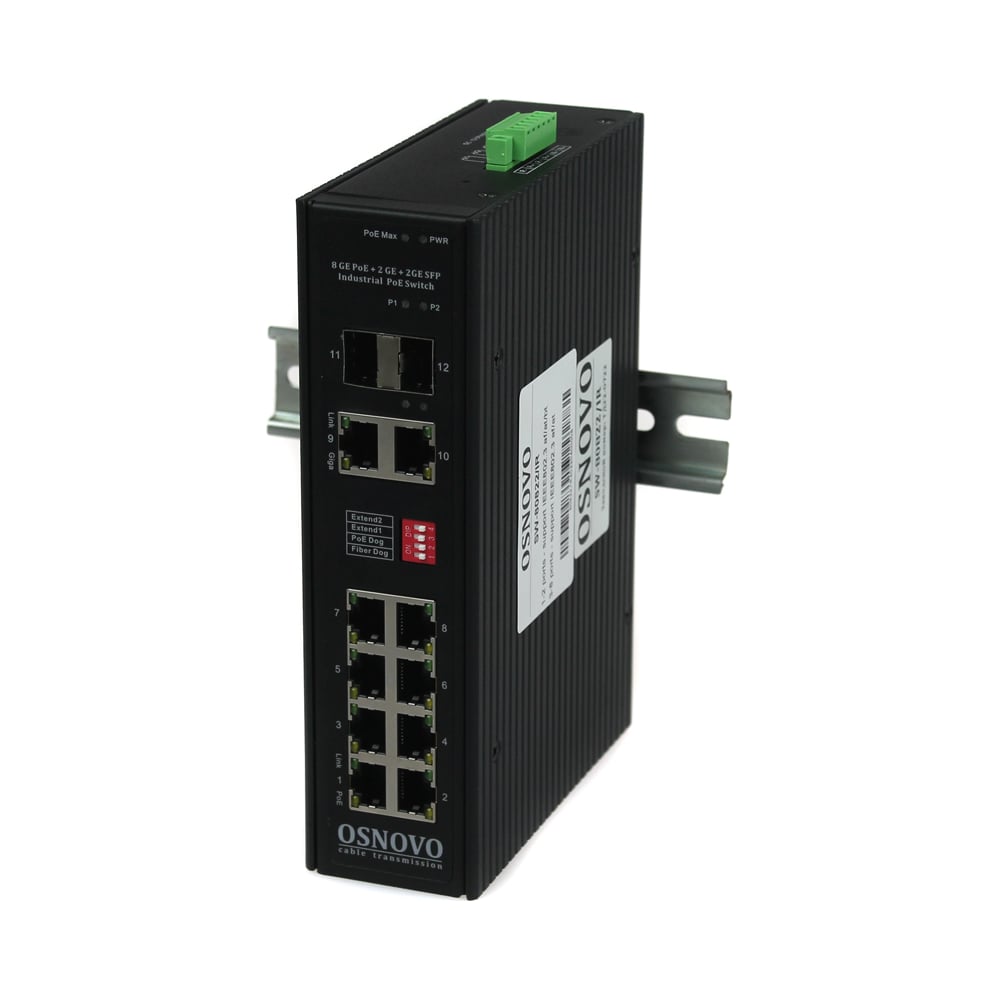 Промышленный PoE коммутатор OSNOVO SW-80822/IR Gigabit Ethernet на 10 ...