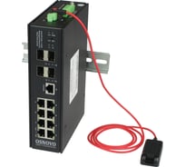 Управляемый (L2+) Bt PoE Коммутатор OSNOVO SW-80804/ILS(port 90W,720W) Gigabit Ethernet на 8xRJ45 PoE 90W + 4 SFP порта c датчиком температуры и влажности sct1359