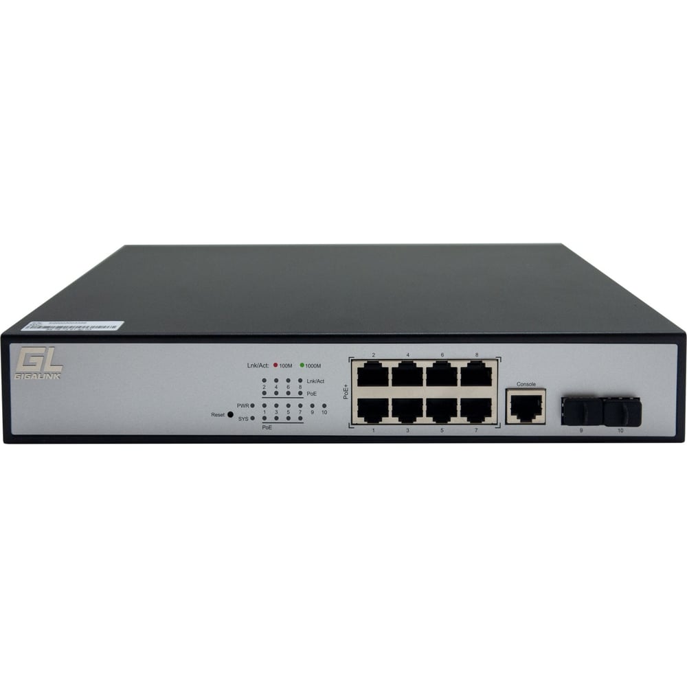 Управляемый L2 PoE коммутатор GIGALINK 8 Base-T 10/100/1000Mb/s портов ...