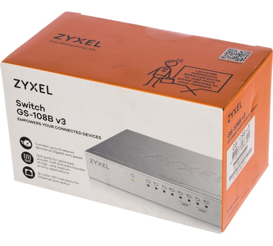 Коммутатор Zyxel GS-108B v3, 8 портов 1000 Мбит/с GS-108BV3-EU0101F