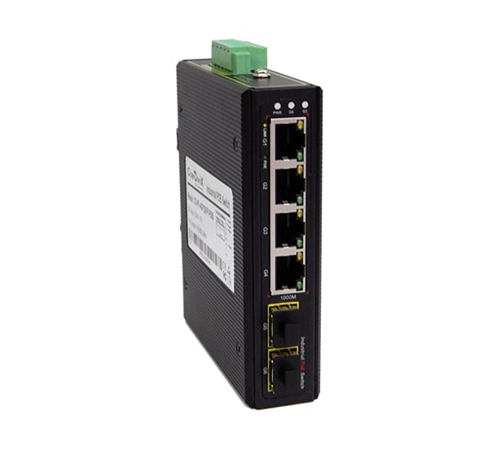 Poe коммутатор ComOnyx промышленный, гигабитный, с креплением на din рейку, 4poe + 2sfp, co-pf-4gp2sfp-p505, 200-013