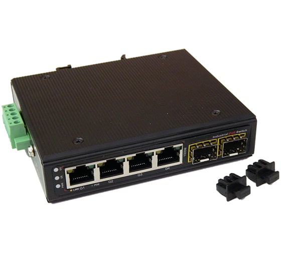 Poe коммутатор ComOnyx промышленный, гигабитный, с креплением на din рейку, 4poe + 2sfp, co-pf-4gp2sfp-p505, 200-013