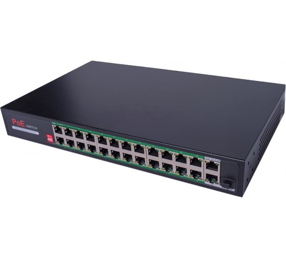 Poe коммутатор ComOnyx, 24 poe + 2 uplink + sfp, poe 250w + 250m + watchdog, co-swp24c, 200-033 1