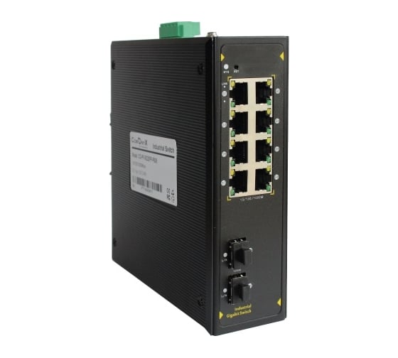 Коммутатор ComOnyx промышленный, гигабитный, с креплением на din рейку, 8lan + 2 sfp, co-pf-8g2sfp-p508, 200-040
