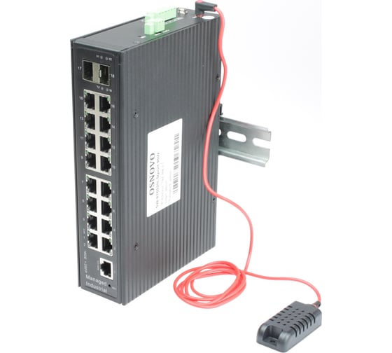 Промышленный управляемый коммутатор OSNOVO SW-81602/ILS(Port 90W, 600W) (L2+) HiPoE Gigabit Ethernet на 16GE PoE + 2 GE SFP порта с функцией мониторинга температуры, влажности, напряжения sct1382