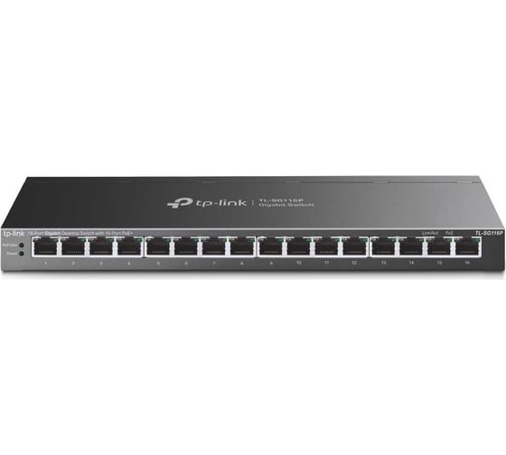 Настольный коммутатор TP-Link с 16 гигабитными портами PoE+ TL-SG116P 1