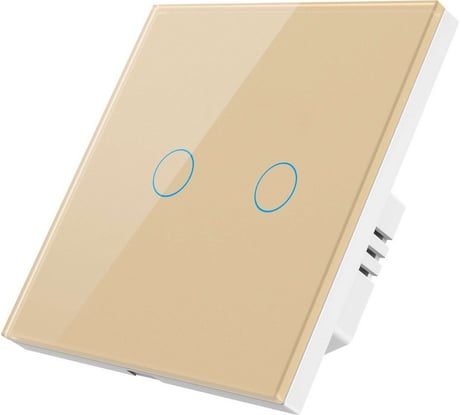 Умный Zigbee выключатель Roximo сенсорный, двухкнопочный, золотой SZSEN01-2G