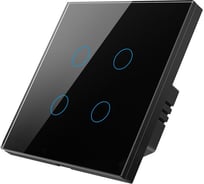 Умный Zigbee выключатель Roximo сенсорный, четырехкнопочный, черный SZSEN01-4B