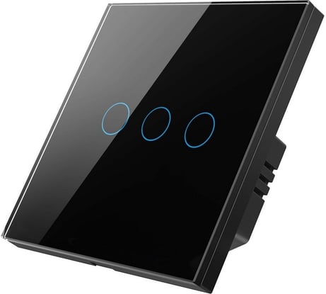 Умный Zigbee выключатель Roximo сенсорный, трехкнопочный, черный SZSEN01-3B