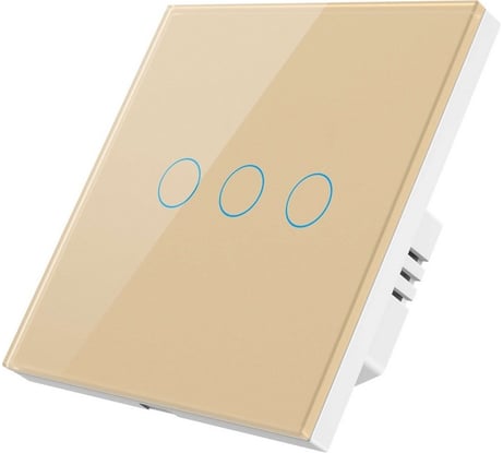 Умный Zigbee выключатель Roximo сенсорный, трехкнопочный, золотой SZSEN01-3G