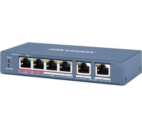 Коммутатор Hikvision DS-3E0106HP-E Ethernet, PoE УТ-00017155 1