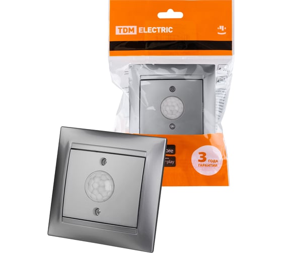 Выключатель с датчиком движения TDM ELECTRIC Лама 1А серебристый металлик SQ1815-0248