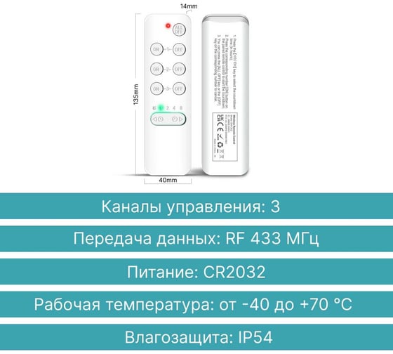 Пульт GRITT Practic 3 клавиша, с таймером комплект: 1 пульт, 1 радиореле 1000Вт 21108