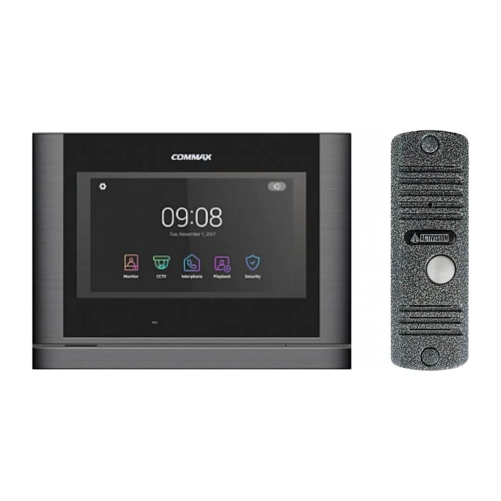 Комплект видеодомофона и вызывной панели COMMAX CDV-704mf (Темное ...