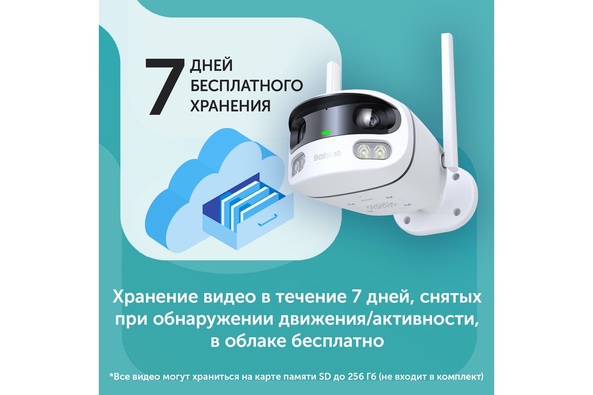 Камера наружного видеонаблюдения Botslab Outdoor Dual-lens Camera W302 -  выгодная цена, отзывы, характеристики, фото - купить в Москве и РФ