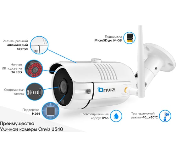 Уличная камера видеонаблюдения ONVIZ U340 2 МП