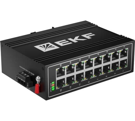 Промышленный неуправляемый коммутатор EKF U-16T, 16 портов 10/100Base-T(X) RJ45, монтаж на динрейку TSX TSX-U-16T