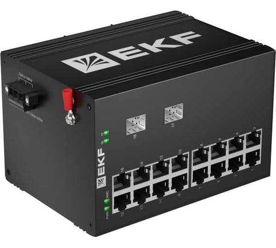 Промышленный неуправляемый коммутатор EKF U-2GX/SFP-16GT, 2 порта 1000Base-X SFP, 16 портов 10/100/1000Base-T(X) RJ45, монтаж на динрейку TSX TSX-U-2GX/SFP-16GT