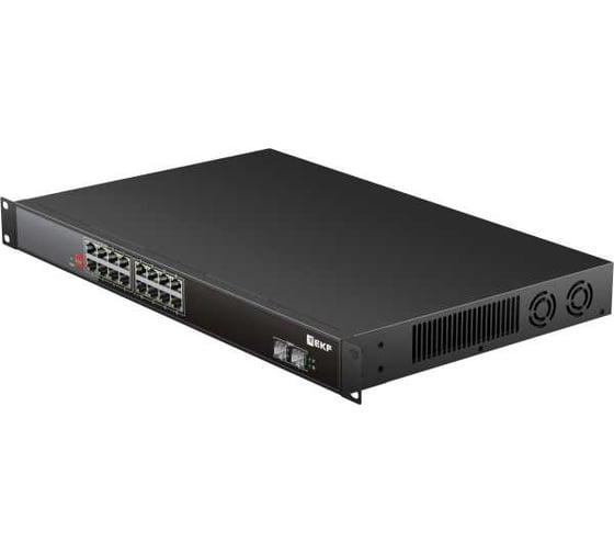 Промышленный неуправляемый коммутатор EKF U-2GX/SFP-16GTP-R, 2 порта 1000Base-X SFP, 16 портов 10/100/1000Base-T(X) RJ45 c PoE, монтаж в 19" стойку TSX TSX-U-2GX/SFP-16GTP-R