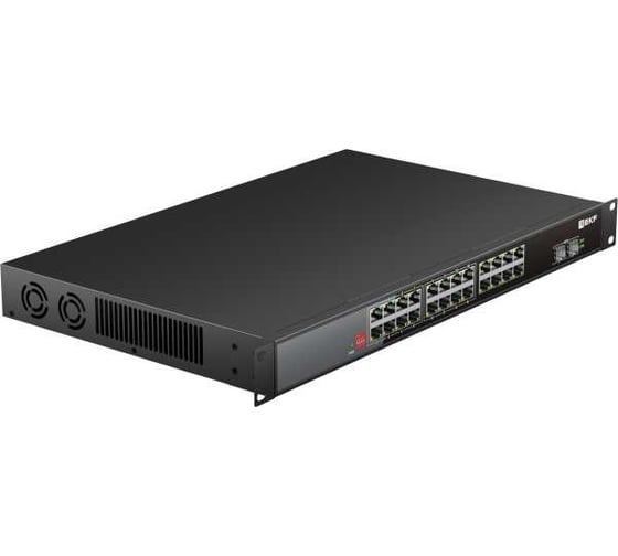 Промышленный неуправляемый коммутатор EKF U-2GX/SFP-24GTP-R, 2 порта 1000Base-X SFP, 24 порта 10/100/1000Base-T(X) RJ45 c PoE, монтаж в 19" стойку TSX TSX-U-2GX/SFP-24GTP-R