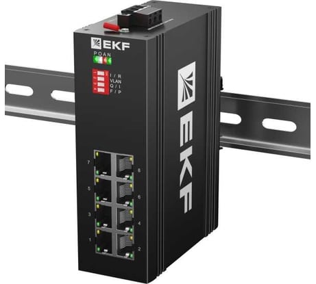 Промышленный неуправляемый коммутатор EKF U-8GTP, 8 портов 10/100/1000Base-T(X) RJ45 c PoE, монтаж на динрейку TSX TSX-U-8GTP
